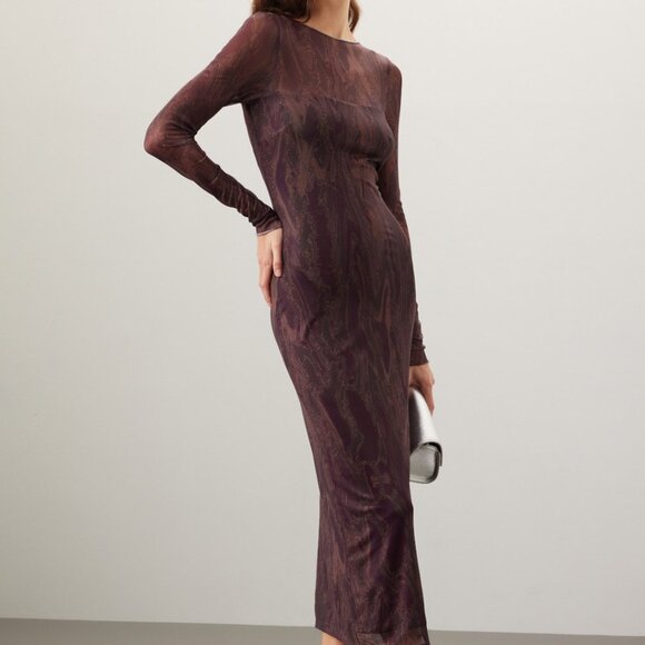 Louna Mesh Overlay Chic Long Sleeve Dress - Picture 8 of 9